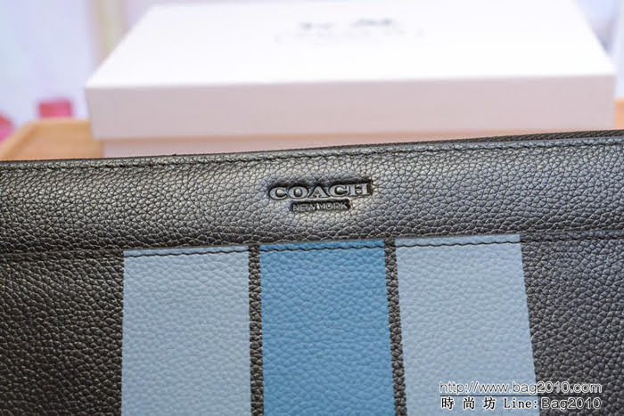 COACH蔻馳 F58109 coach最新款拼色 男士長款錢包 錢夾  Chz1376